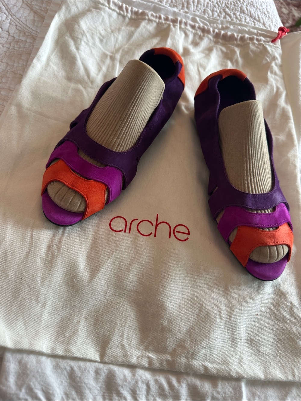 Arche Purple, Fuchsia & Orange Open-Toe Flats